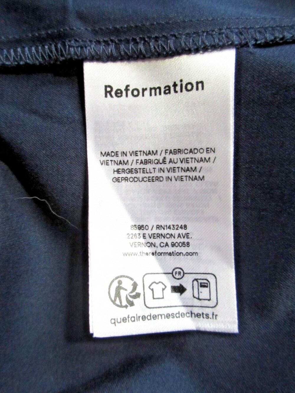 NWT Reformation Harlie in Navy Blue Cotton Cap-Sleeve A-Line Midi Dress 12 - Picture 4 of 5